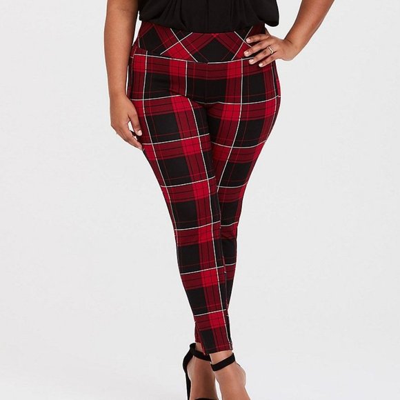 torrid Pants - TORRID Red Plaid Premium Ponte Pixie Pant